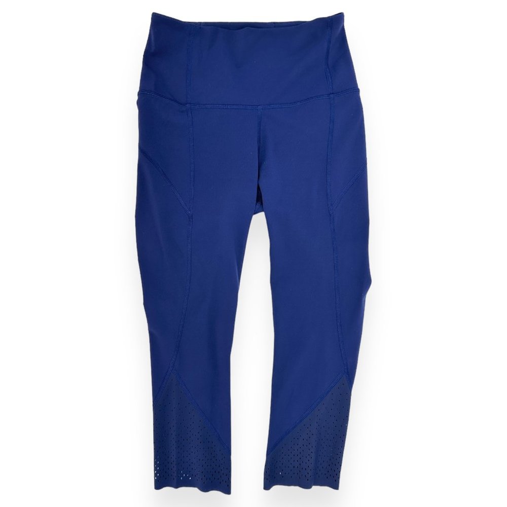 Lululemon Deep Dark Blue Navy Crop Cropped Leggings Active Yoga Pants sz 4